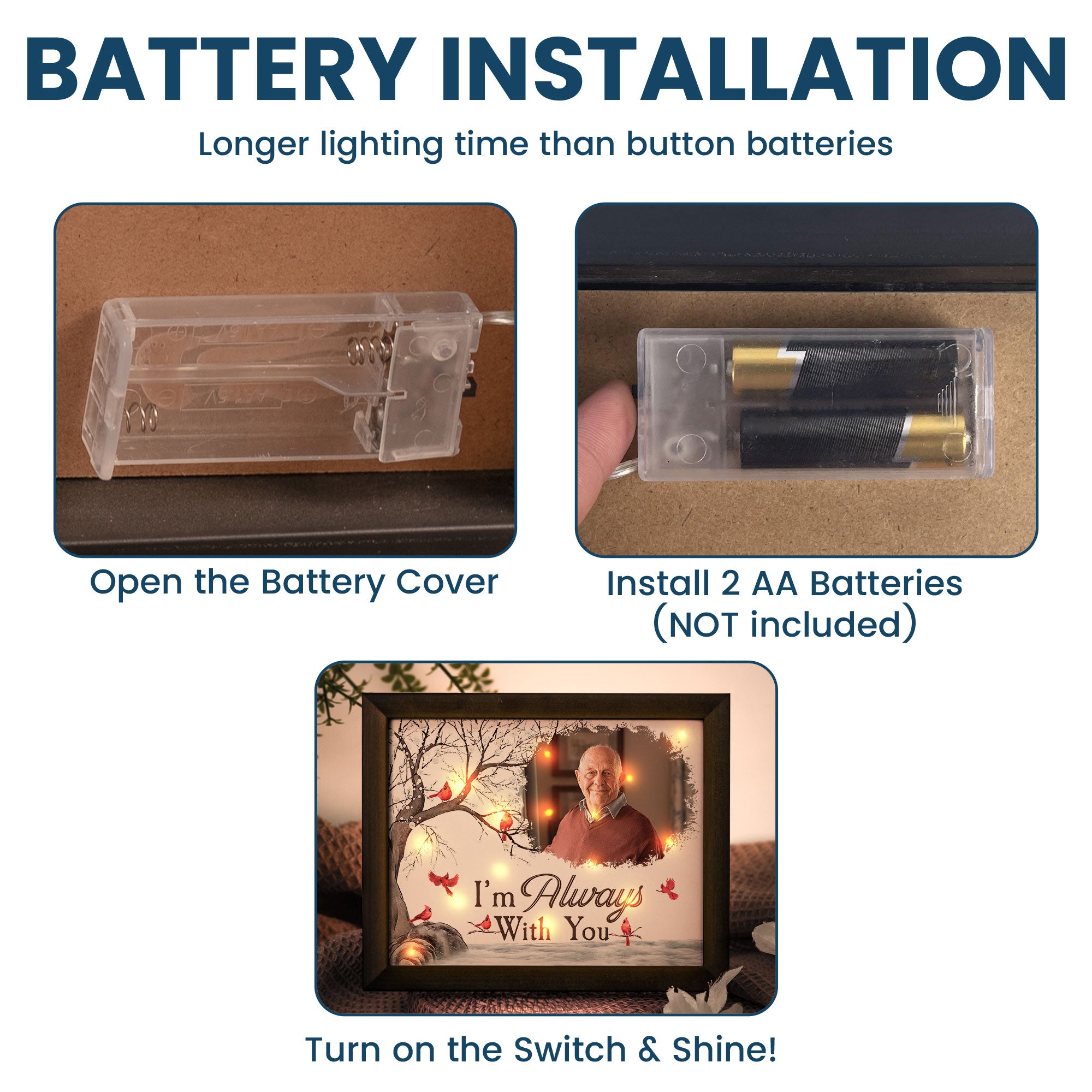 I'm Always With You Memorial Gift - Personalized Photo LED Shadow Box