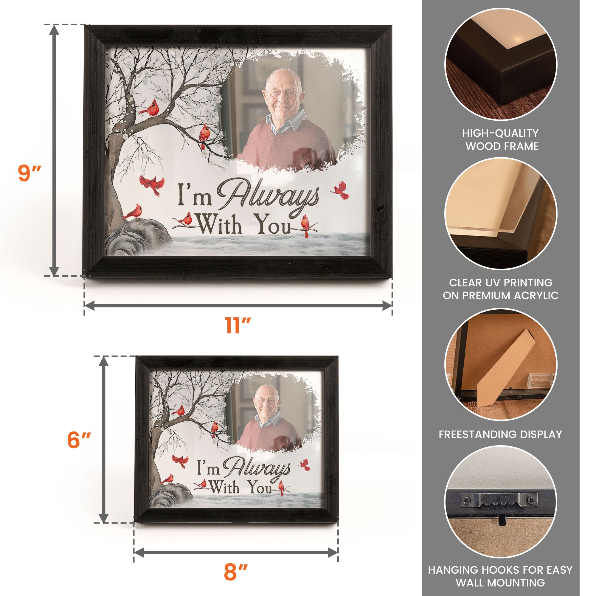 I'm Always With You Memorial Gift - Personalized Photo LED Shadow Box
