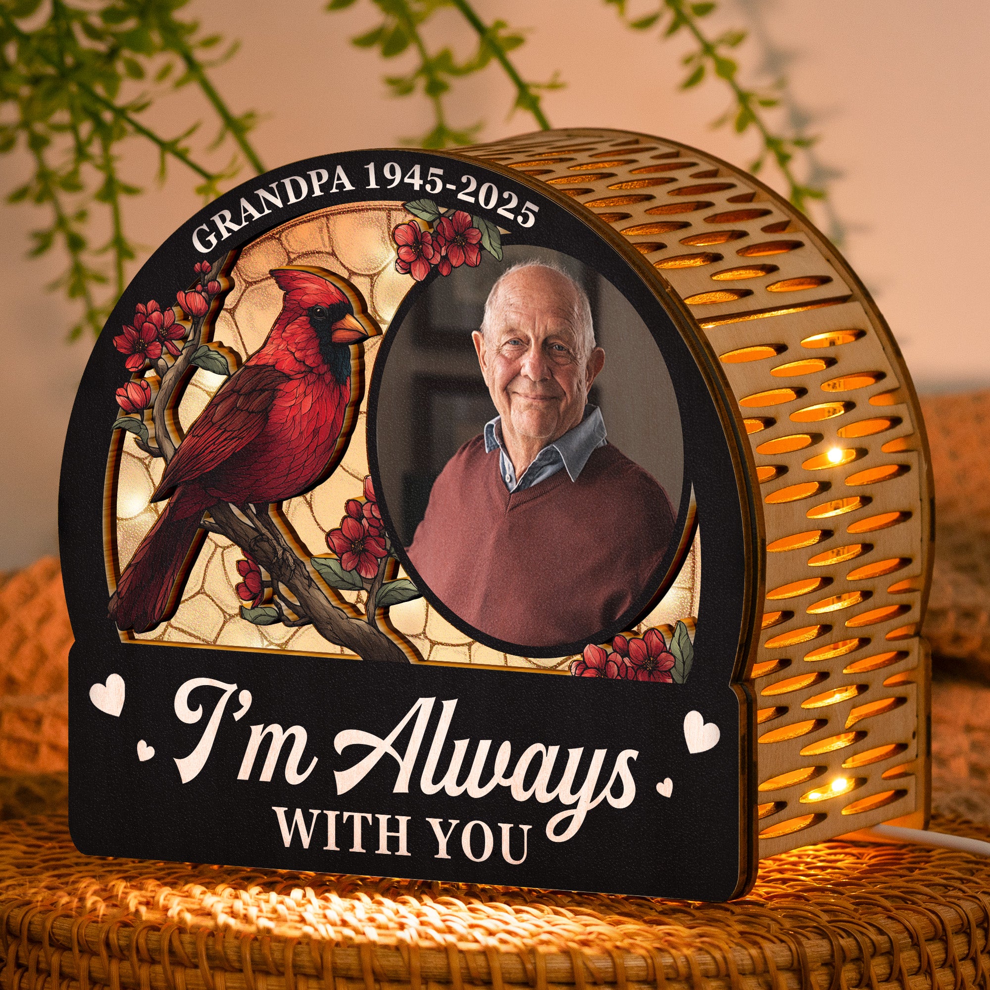 I'm Always With You Memorial Gift - Personalized Photo Lantern Night Light
