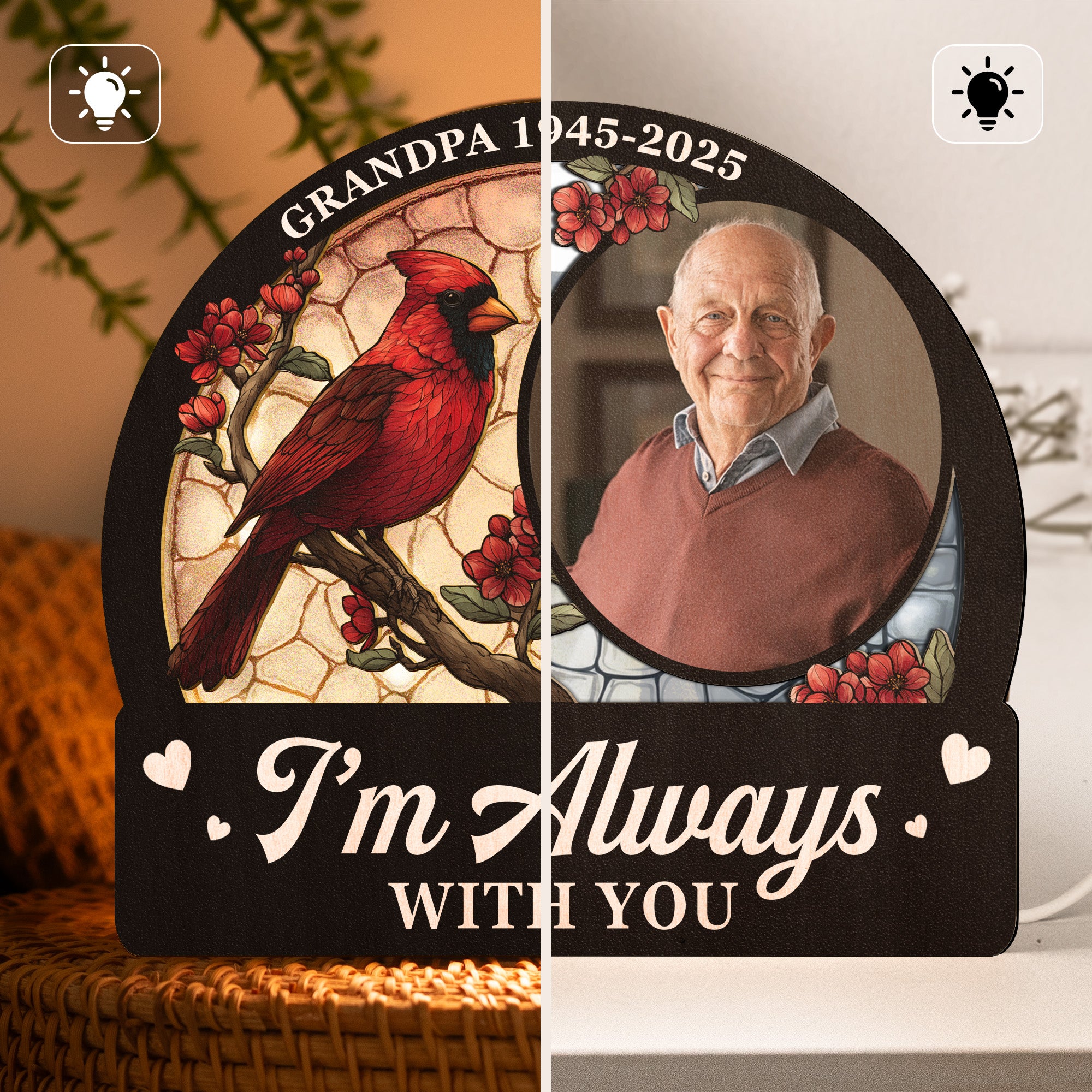 I'm Always With You Memorial Gift - Personalized Photo Lantern Night Light