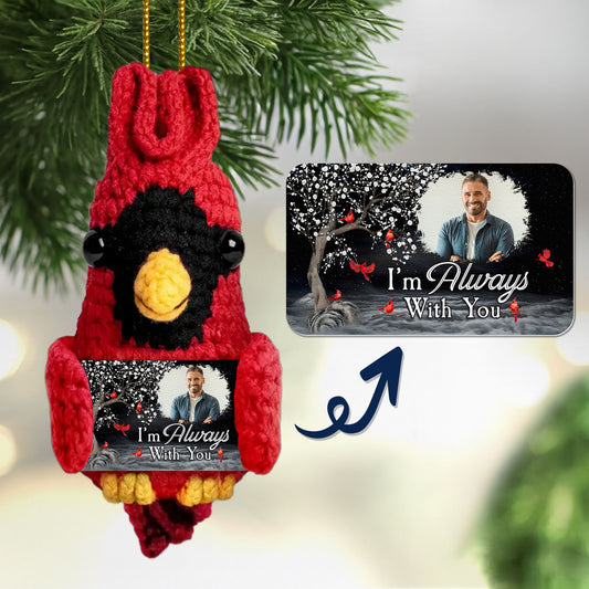 I'm Always With You - Personalized Crochet Cardinal Photo Ornament