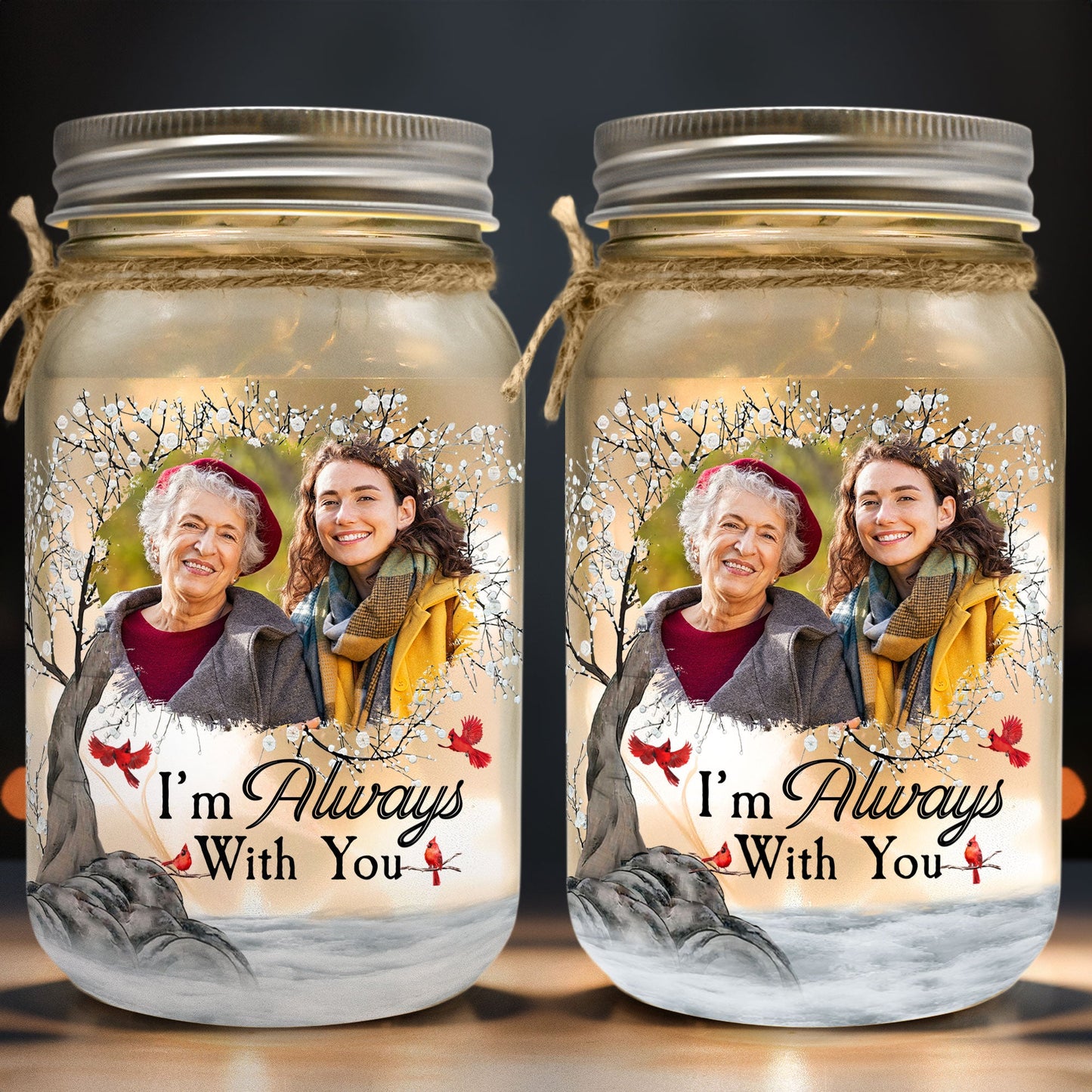I'm Always With You - Personalized Photo Mason Jar Light