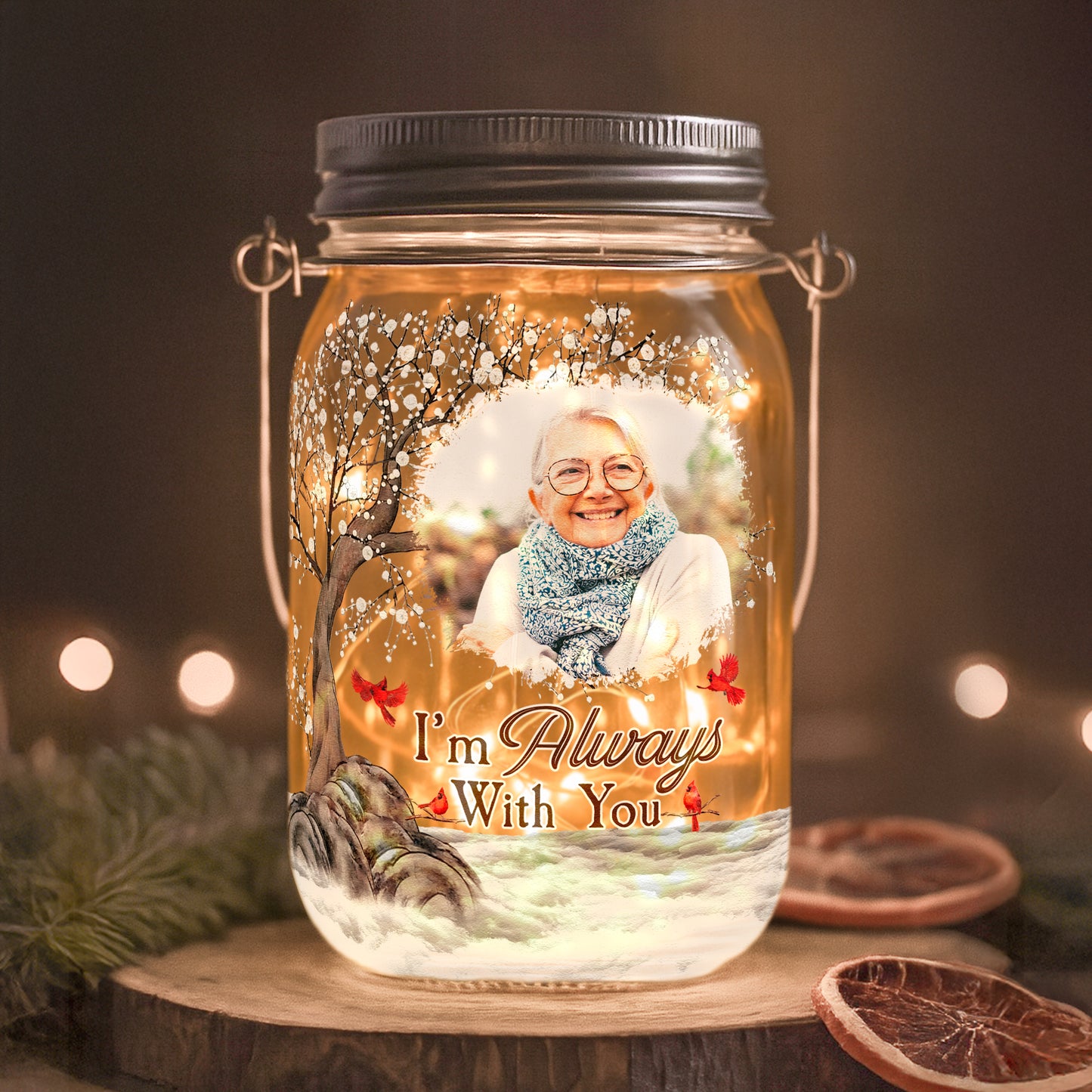I'm Always With You - Personalized Photo Solar Mason Jar Light