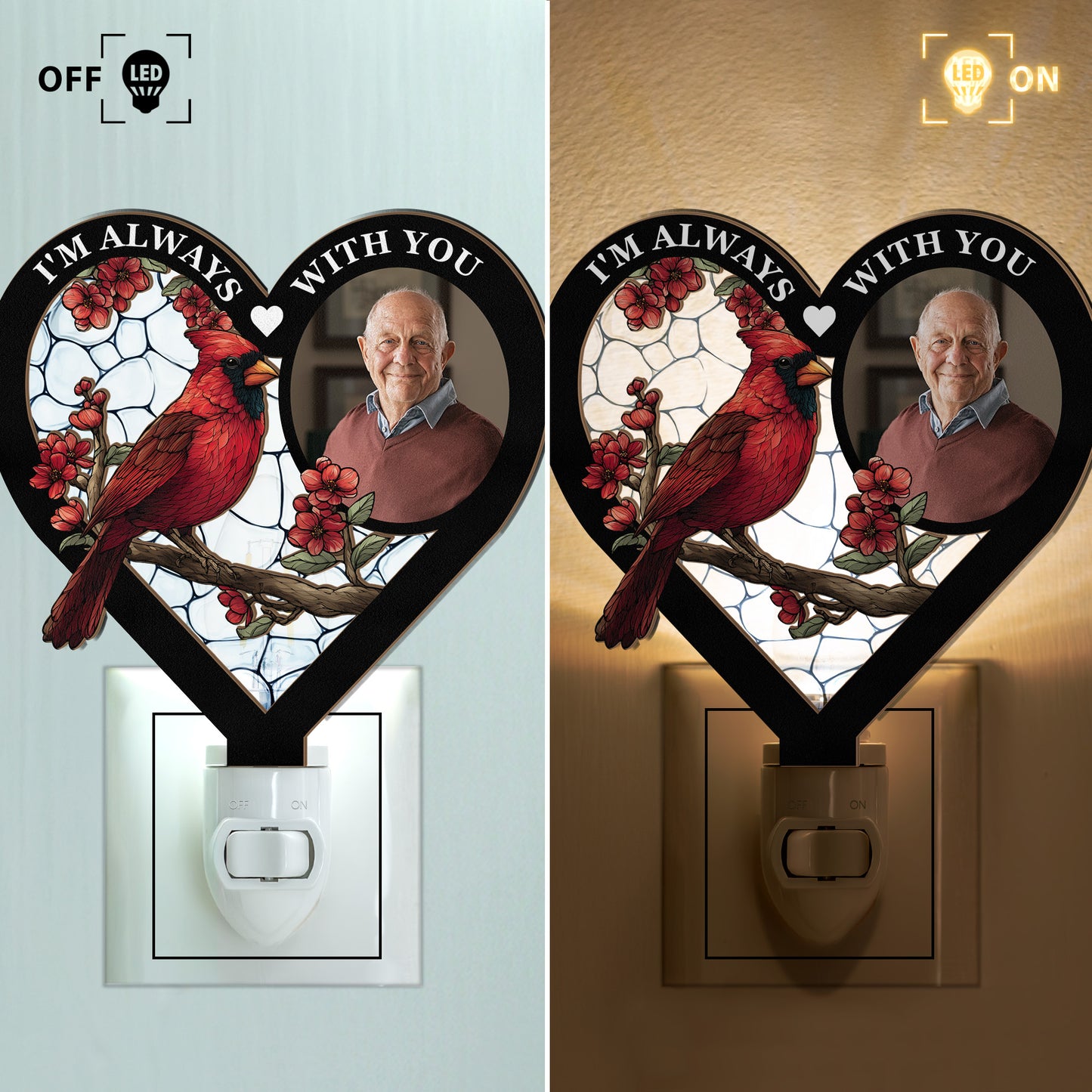 I'm Always With You - Personalized Photo Wood And Acrylic Night Light