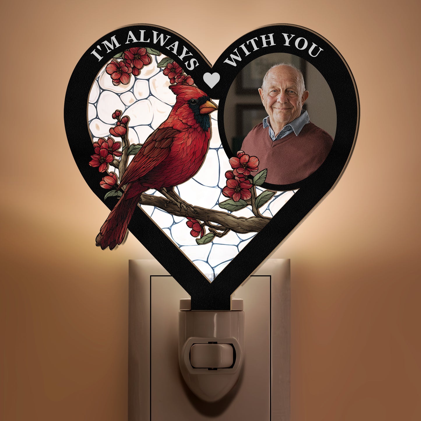 I'm Always With You - Personalized Photo Wood And Acrylic Night Light