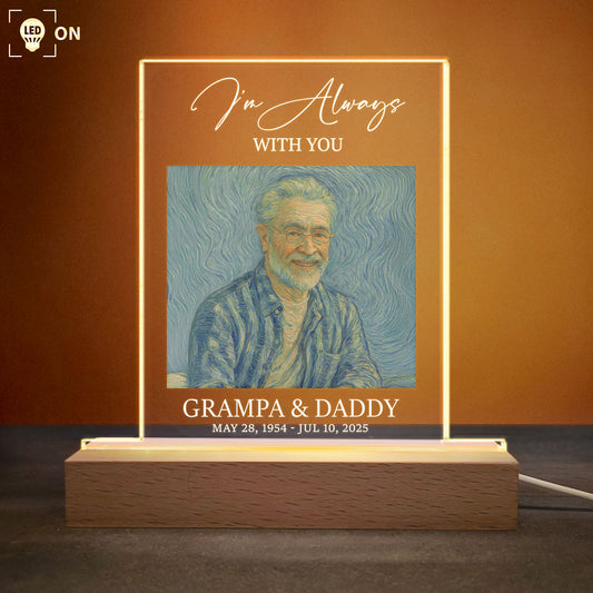 I'm Always With You Self Portrait Van Gogh Art - Personalized Photo LED Light