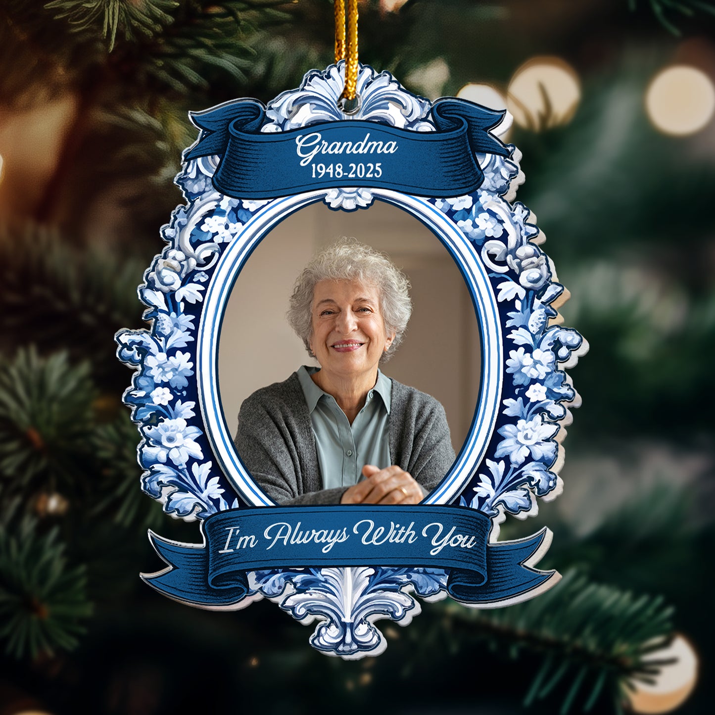 I'm Always With You Vintage Frame Photo Ornament - Personalized Acrylic Photo Ornament