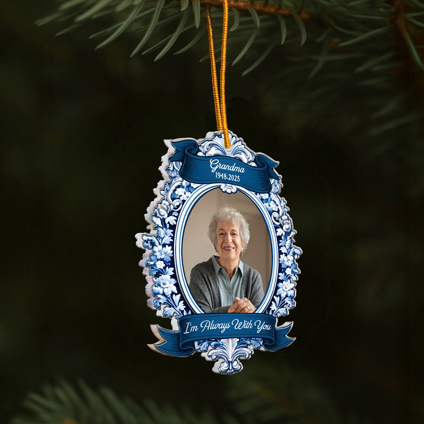 I'm Always With You Vintage Frame Photo Ornament - Personalized Acrylic Photo Ornament