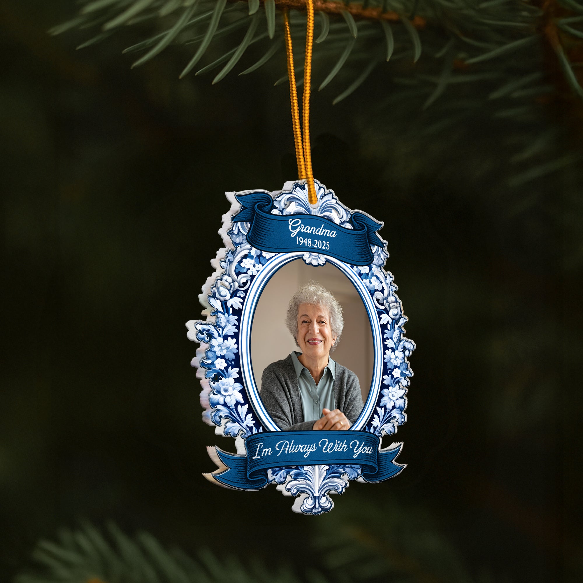 I'm Always With You Vintage Frame Photo Ornament - Personalized Acrylic Photo Ornament