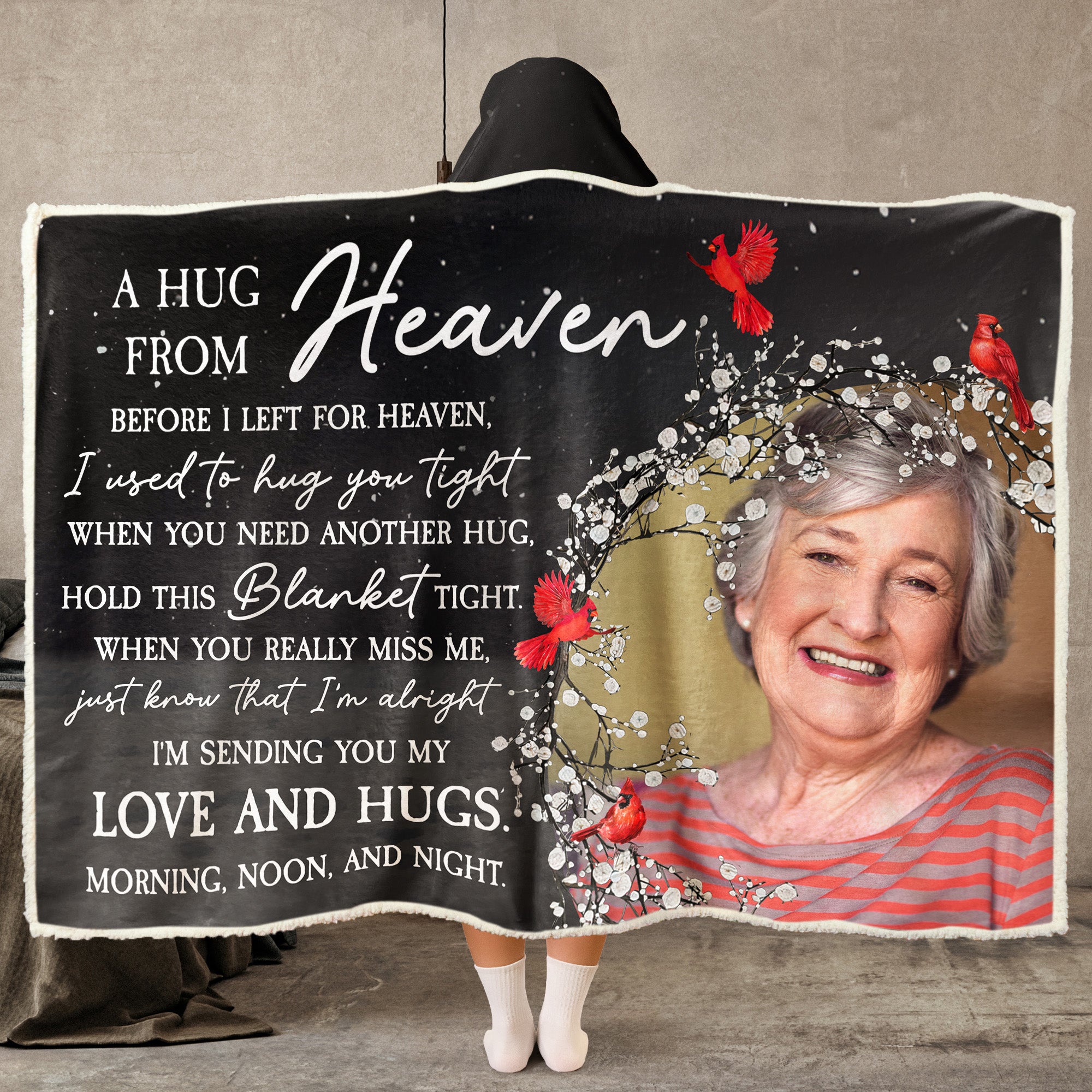 I'm Sending You My Love And Hugs - Personalized Photo Wearable Blanket Hoodie