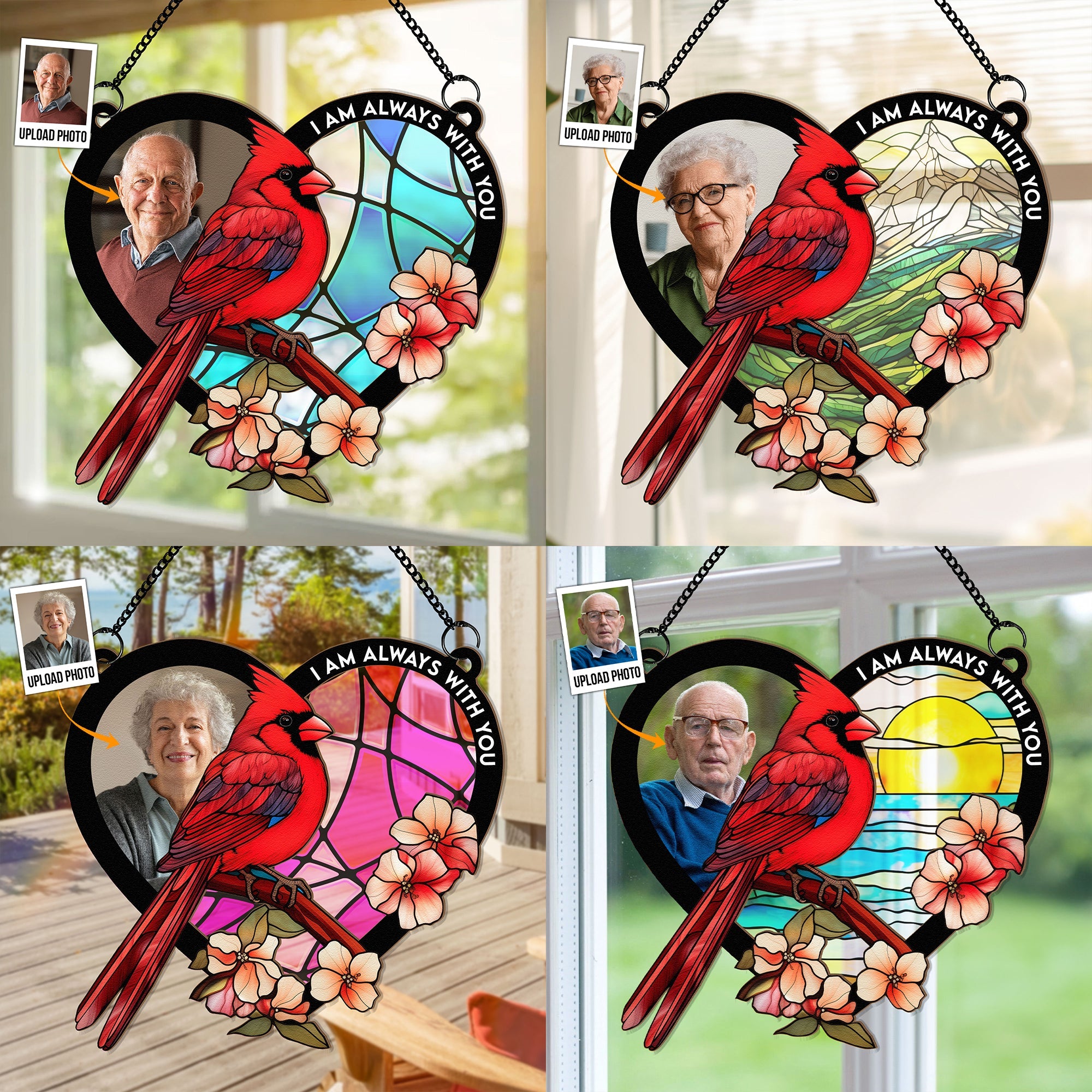 I'm With You In Heart - Personalized Window Hanging Suncatcher Photo Ornament