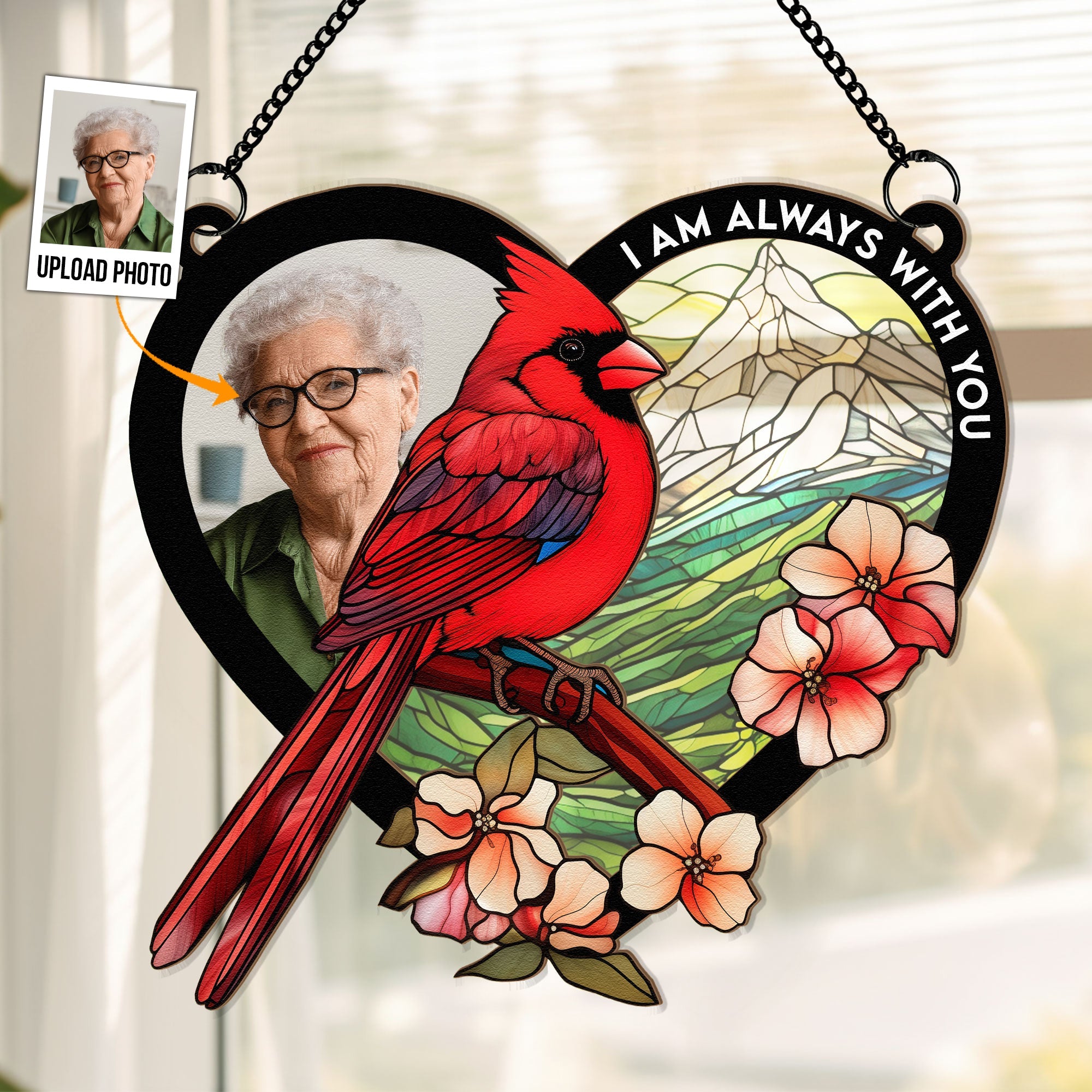 I'm With You In Heart - Personalized Window Hanging Suncatcher Photo Ornament