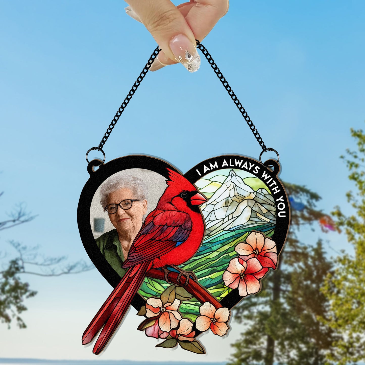 I'm With You In Heart - Personalized Window Hanging Suncatcher Photo Ornament