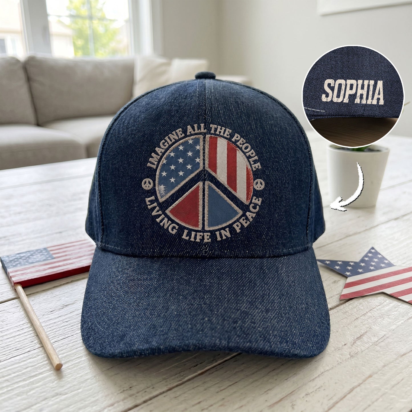 Imagine-All-The-People-Living-Life-In-Peace-Usa-Flag-Faux-Pattern-Personalized-Cap-1