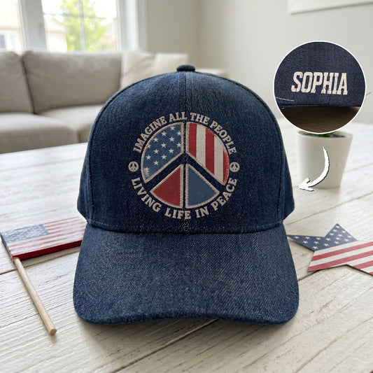 Imagine-All-The-People-Living-Life-In-Peace-Usa-Flag-Faux-Pattern-Personalized-Cap-1