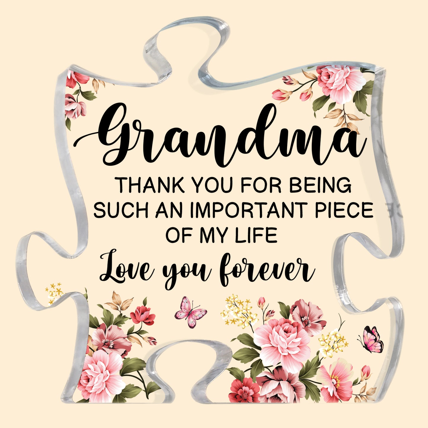 Important Piece Of My Life Gift For Grandma Mom Aunt - Personalized Acrylic Plaque