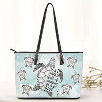 In A World Full Of Grandmas - Personalized Leather Tote Bag