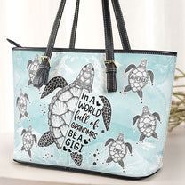 In A World Full Of Grandmas - Personalized Leather Tote Bag