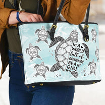 In A World Full Of Grandmas - Personalized Leather Tote Bag