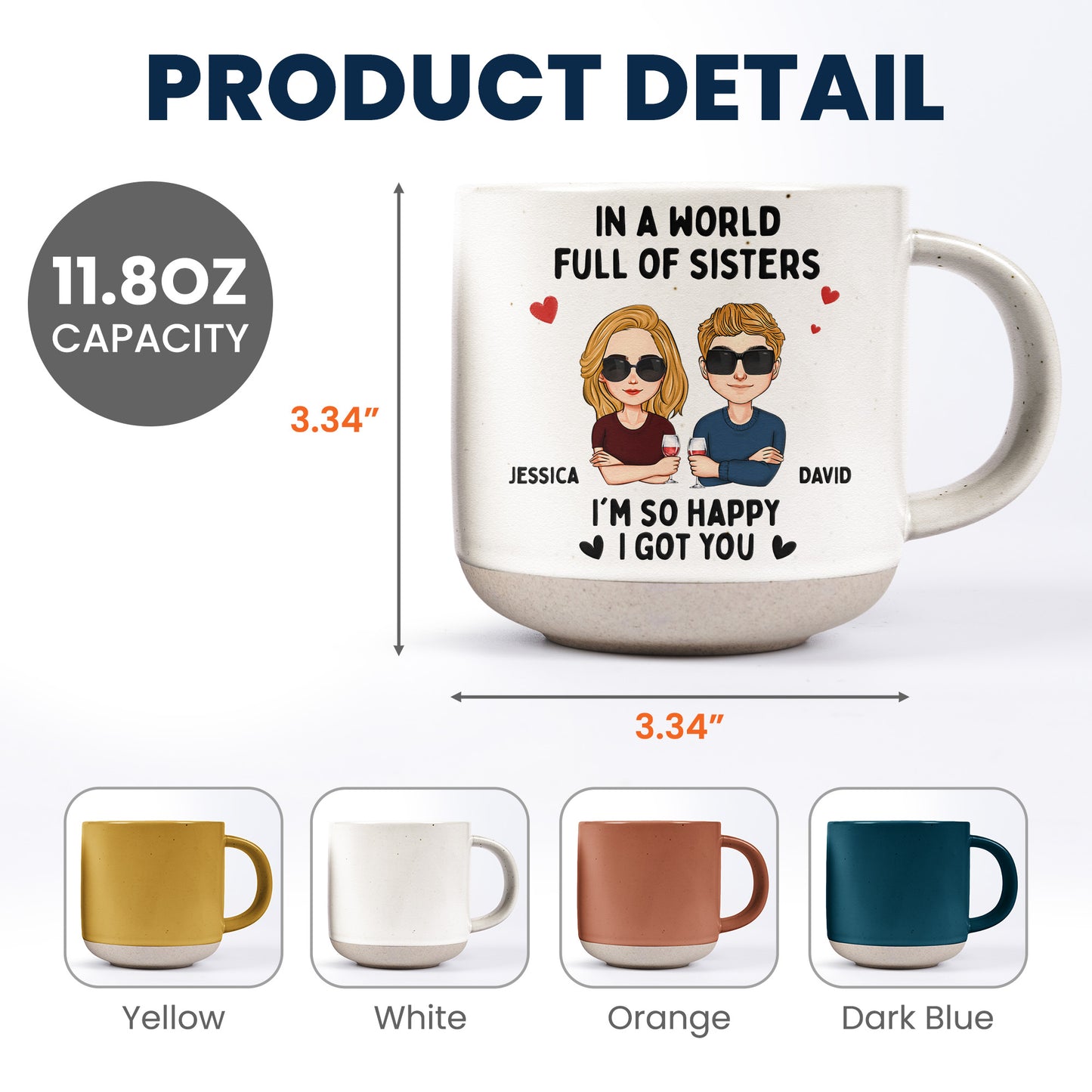 In A World Full Of Sisters, Brothers - Personalized Pottery Mug