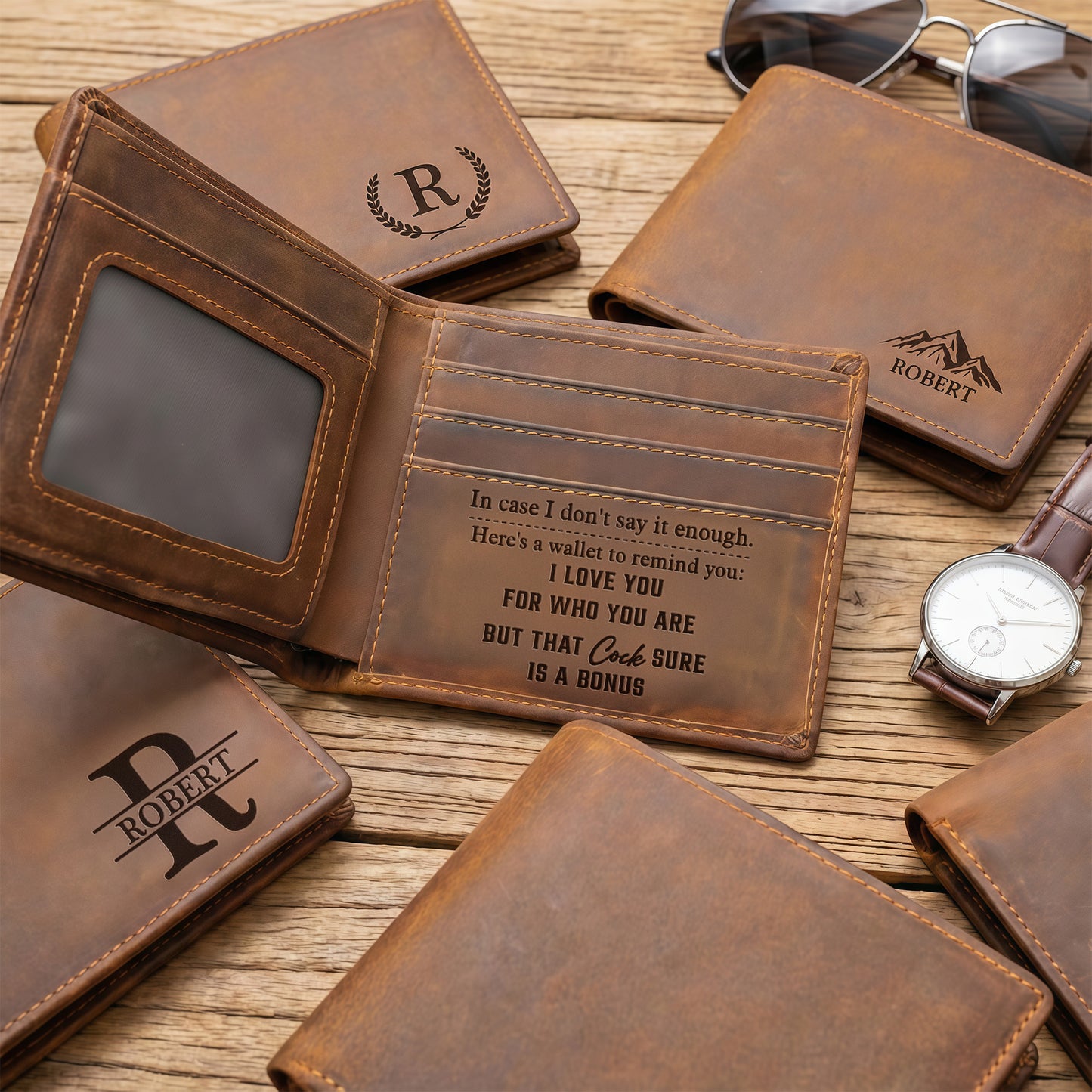 In Case I Don't Say It Enough, Here's A Wallet To Remind You - Naughty Spicy Gift For Him - Personalized Leather Wallet