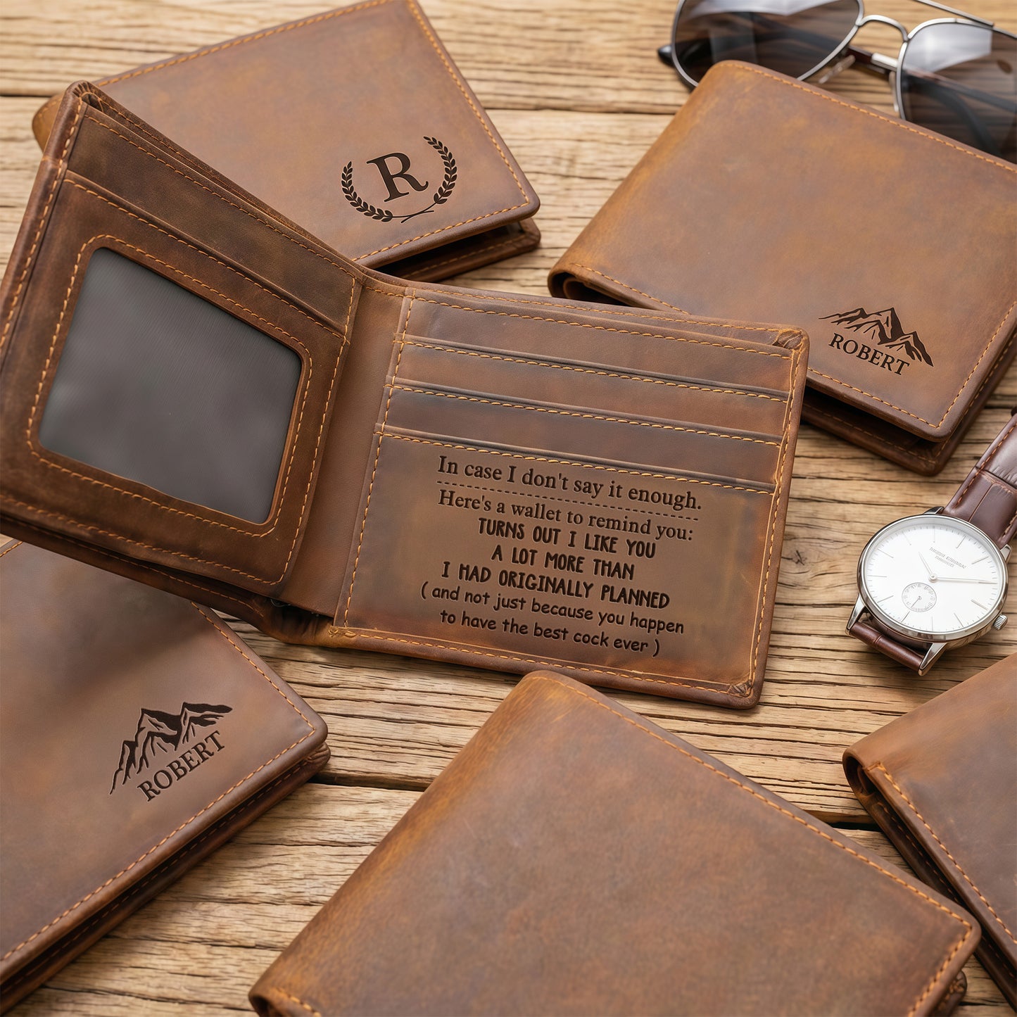 In Case I Don't Say It Enough, Here's A Wallet To Remind You - Naughty Spicy Gift For Him - Personalized Leather Wallet