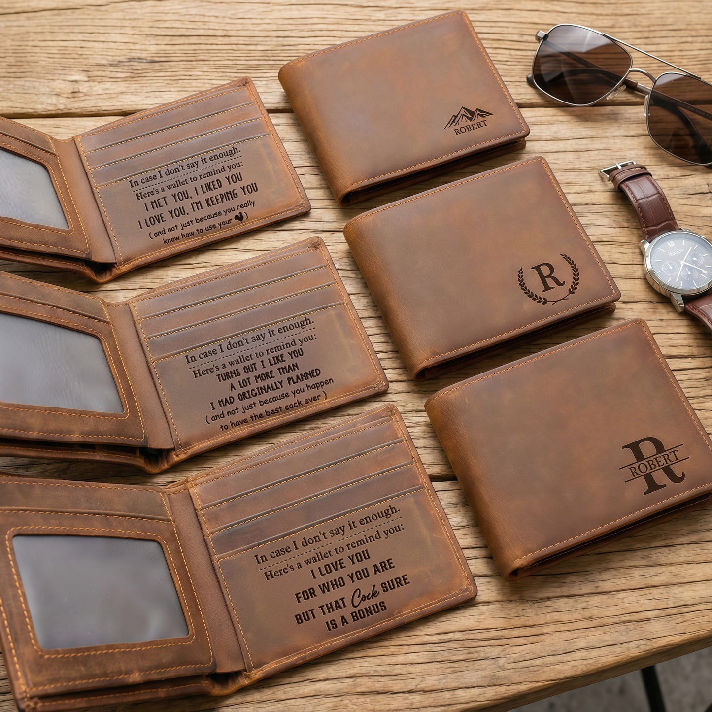 In Case I Don't Say It Enough, Here's A Wallet To Remind You - Naughty Spicy Gift For Him - Personalized Leather Wallet