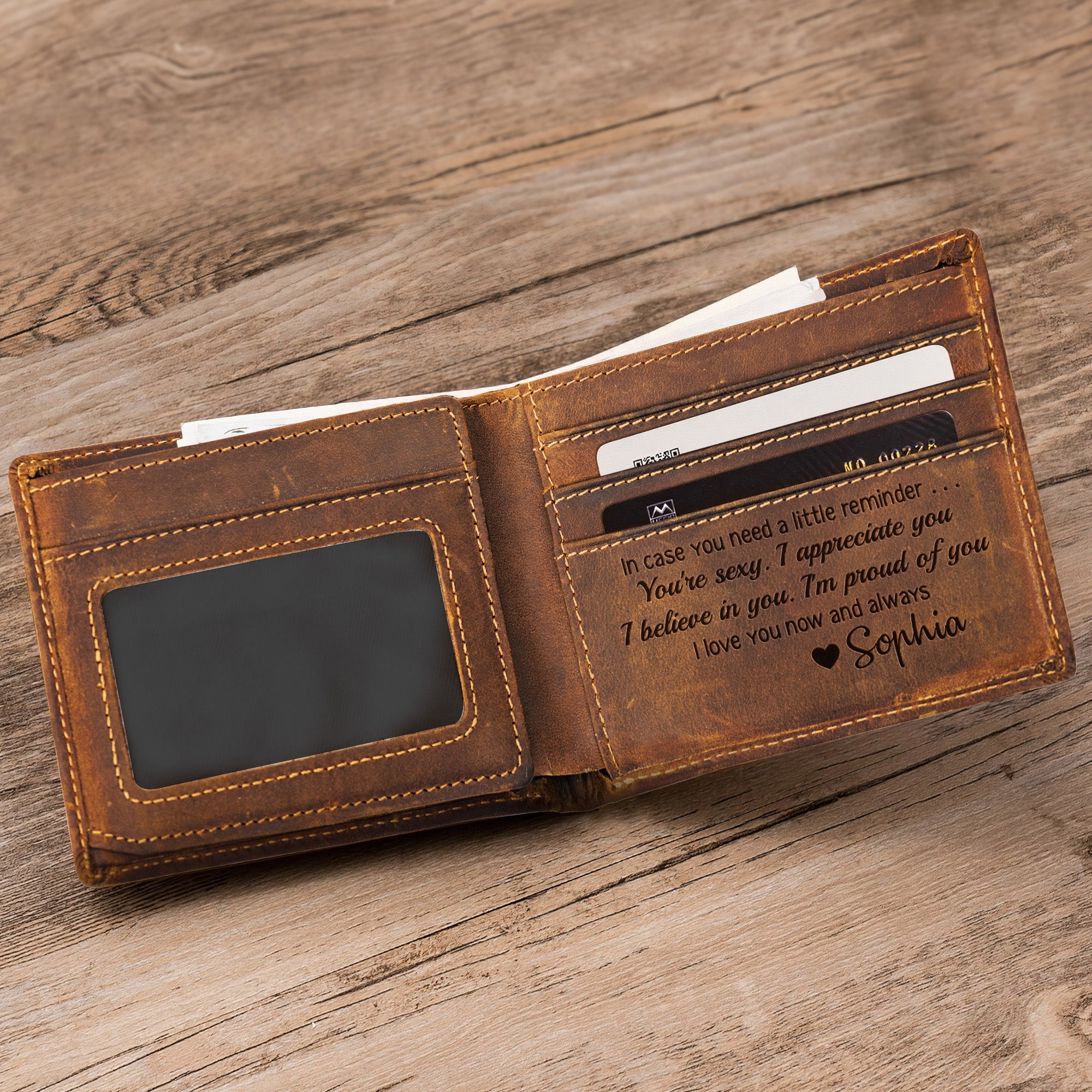 In Case You Need A Little Reminder - Personalized Leather Wallet