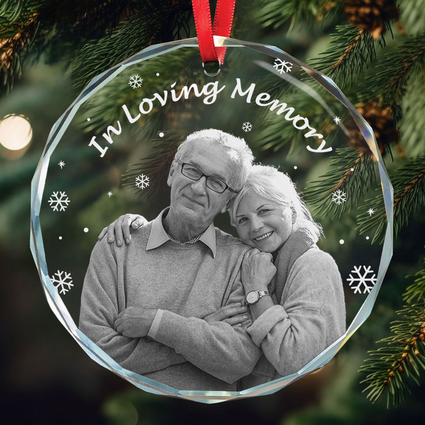 In Loving Memory Forever In Our Hearts - Personalized Glass Photo Ornament