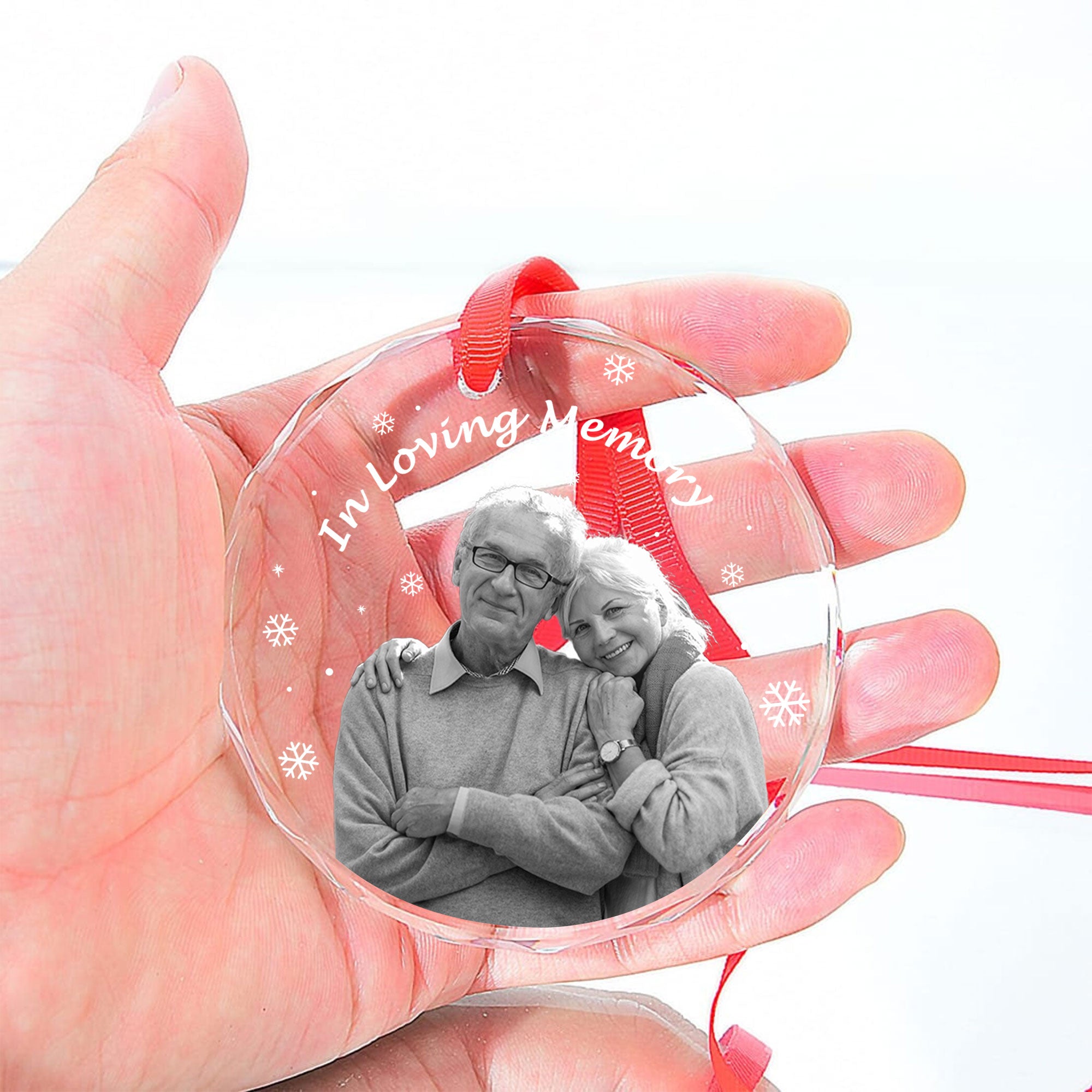 In Loving Memory Forever In Our Hearts - Personalized Glass Photo Ornament