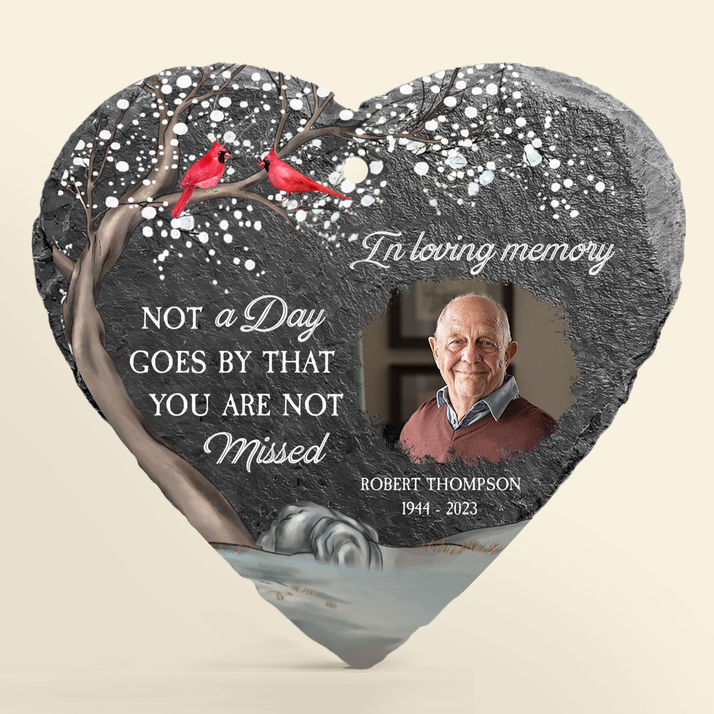 In Loving Memory Of Loss Of Mom Dad - Personalized Photo Memorial Garden Slate And Hook