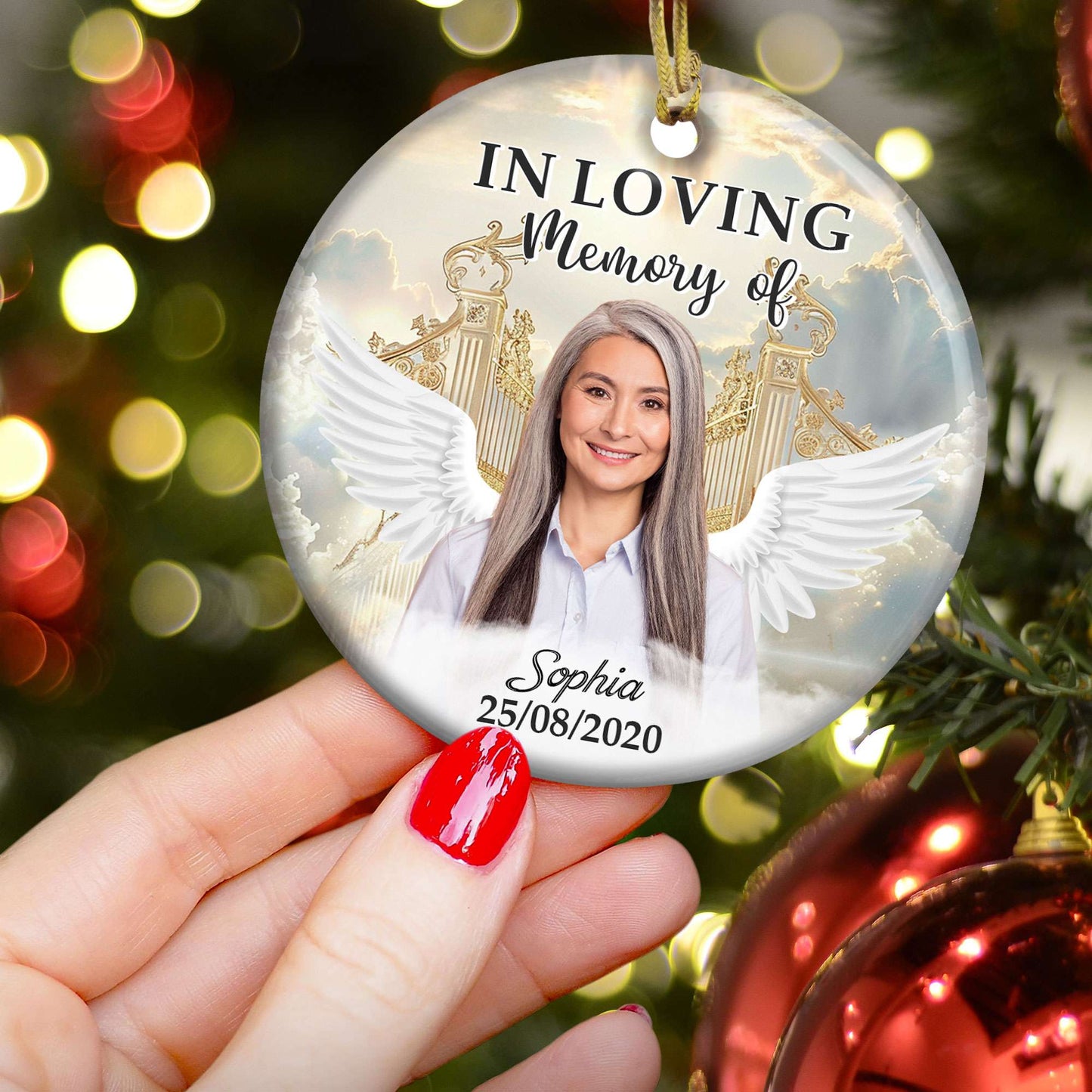 In Loving Memory Of Loved Ones In Heaven - Personalized Ceramic Photo Ornament