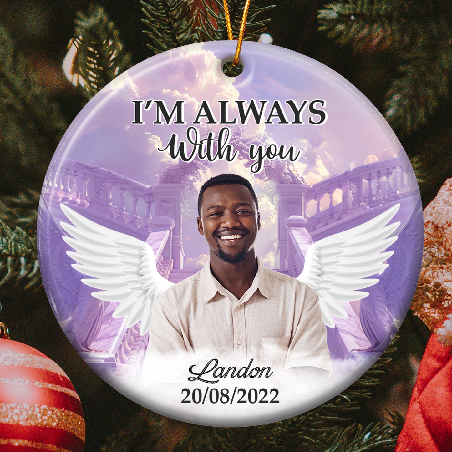 In Loving Memory Of Loved Ones In Heaven - Personalized Ceramic Photo Ornament