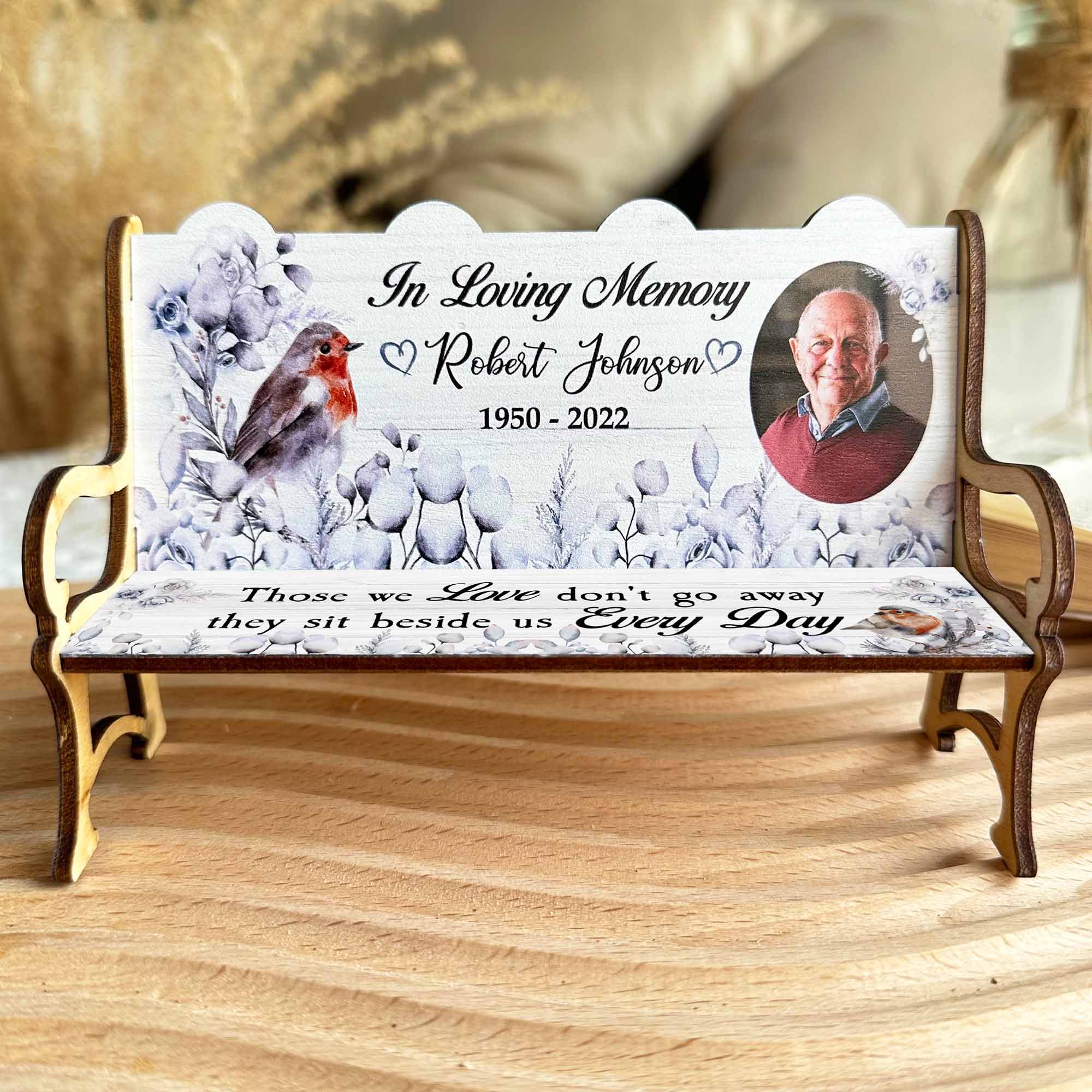 In Loving Memory - Personalized Photo Memorial Bench Keepsake