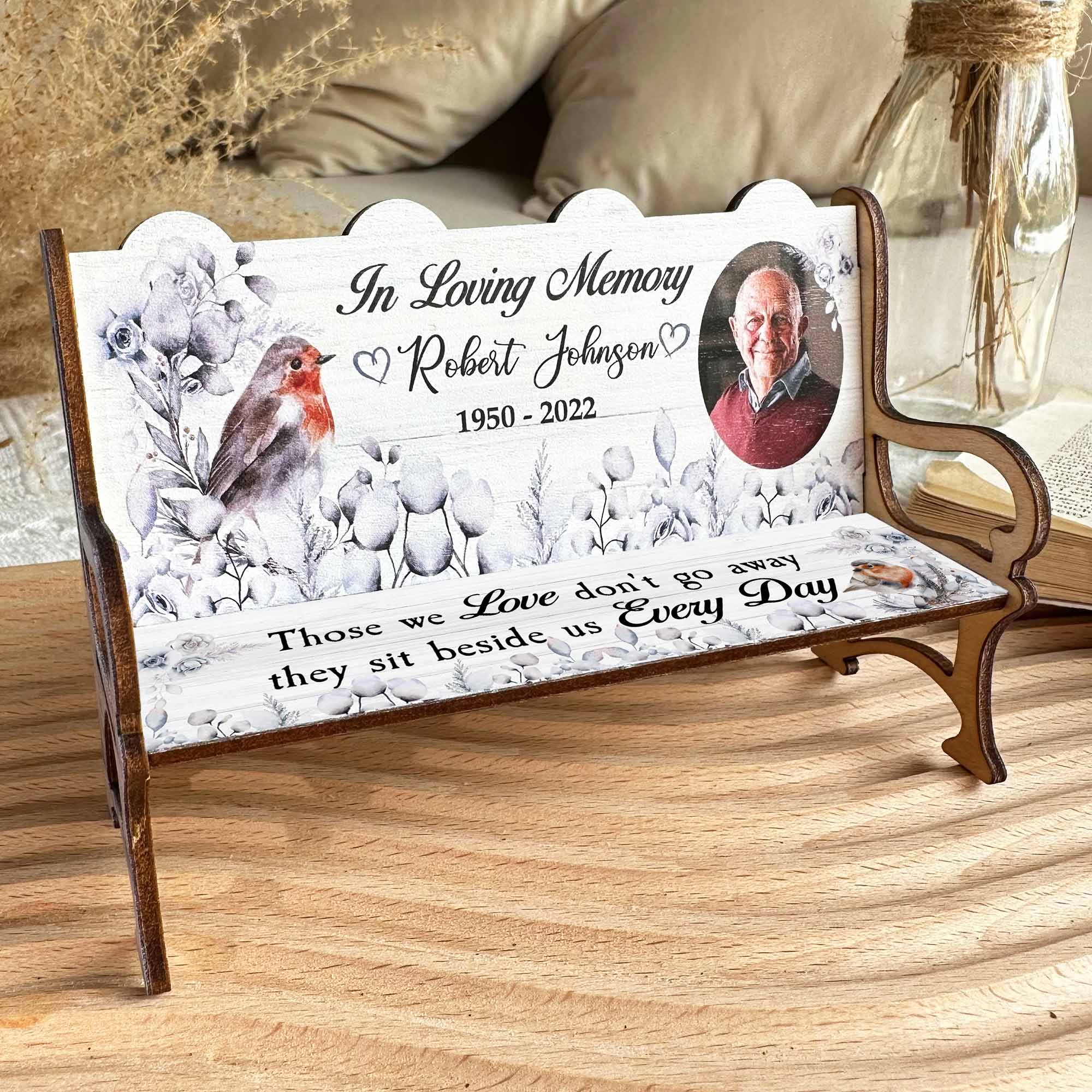 In Loving Memory - Personalized Photo Memorial Bench Keepsake