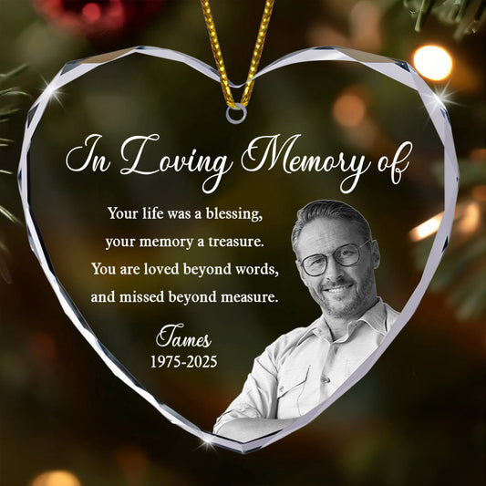 In Loving Memory You Are Loved Beyond Words - Personalized Heart Glass Photo Ornament