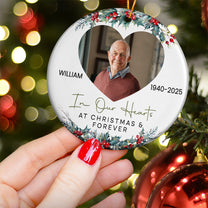 In Our Hearts At Christmas And Forever - Personalized Ceramic Photo Ornament