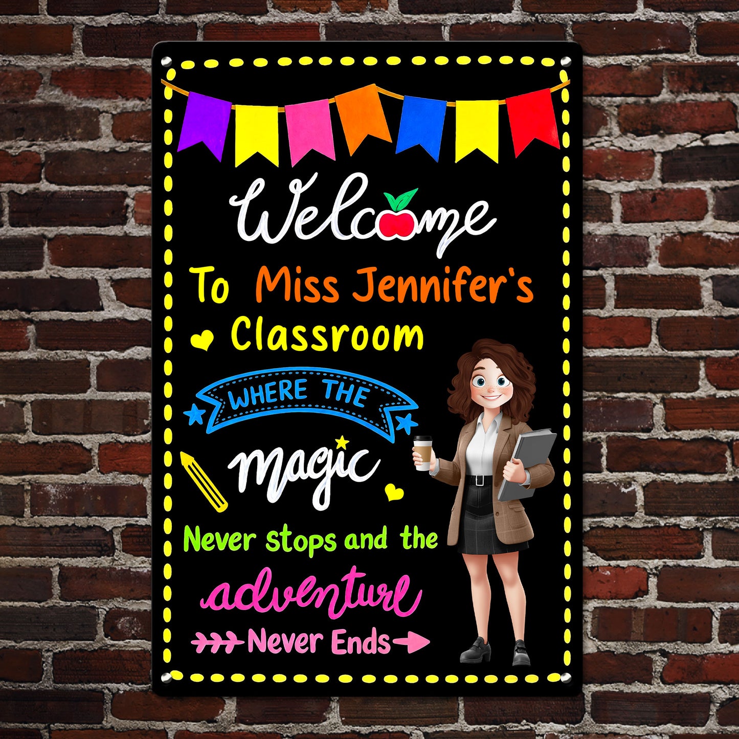 In This Classroom Adventure Never Ends - Personalized Metal Sign