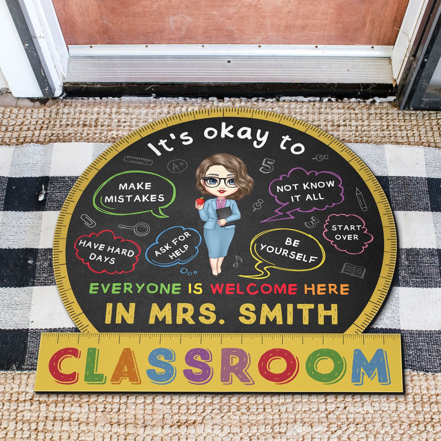 In This Classroom It's Okay To - Personalized Doormat