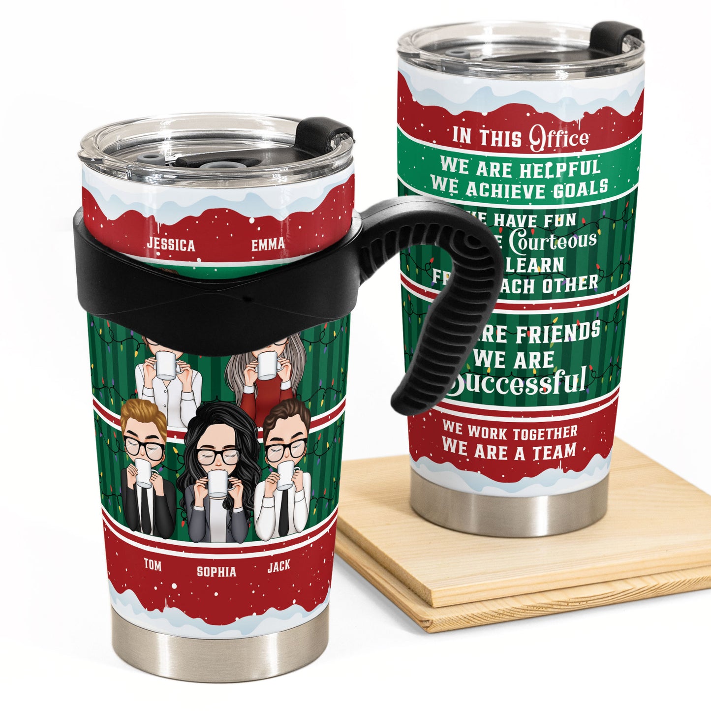 In This Office We Are A Team (Christmas Version) - Personalized Tumbler Cup