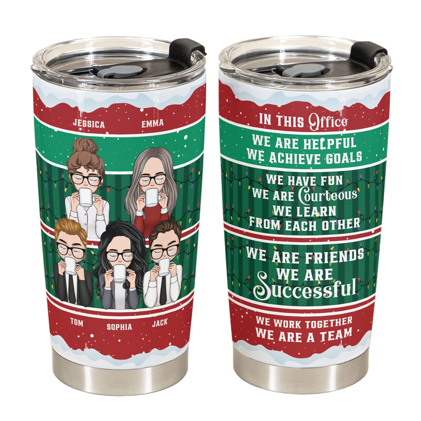 In This Office We Are A Team (Christmas Version) - Personalized Tumbler Cup