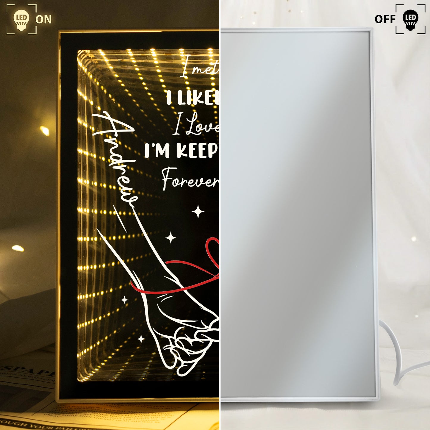 Infinity I’m Keeping You Forever Yours - Personalized Infinity Mirror Light Box