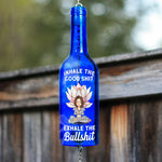 Inhale The Good Sh!t Exhale The Bullsh!t Lotus - Personalized Wine Bottle Wind Chime