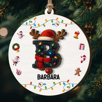 Initial Name Christmas - Personalized Wooden Ornament
