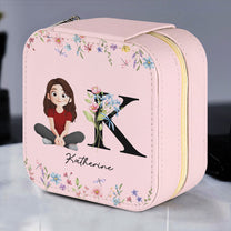 Initial Name With Floral - Personalized Jewelry Box