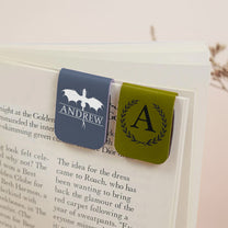 Initials Bookmark Reader Gift For Him, Her - Personalized Leather Magnetic Bookmark
