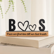 Initials & Heart, Love Forever & Always - Personalized Metal Desk Silhouette Sculpture