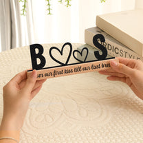 Initials & Heart, Love Forever & Always - Personalized Metal Desk Silhouette Sculpture