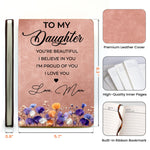 Inspirational Gift For Her Faux Pressed Birth Flower - Personalized Leather Journal