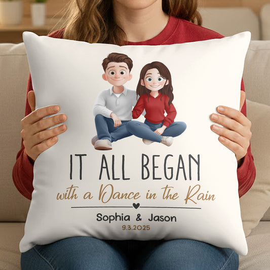 It All Began Couple Gift For Valentine Anniversary - Personalized Pillow (Insert Included)
